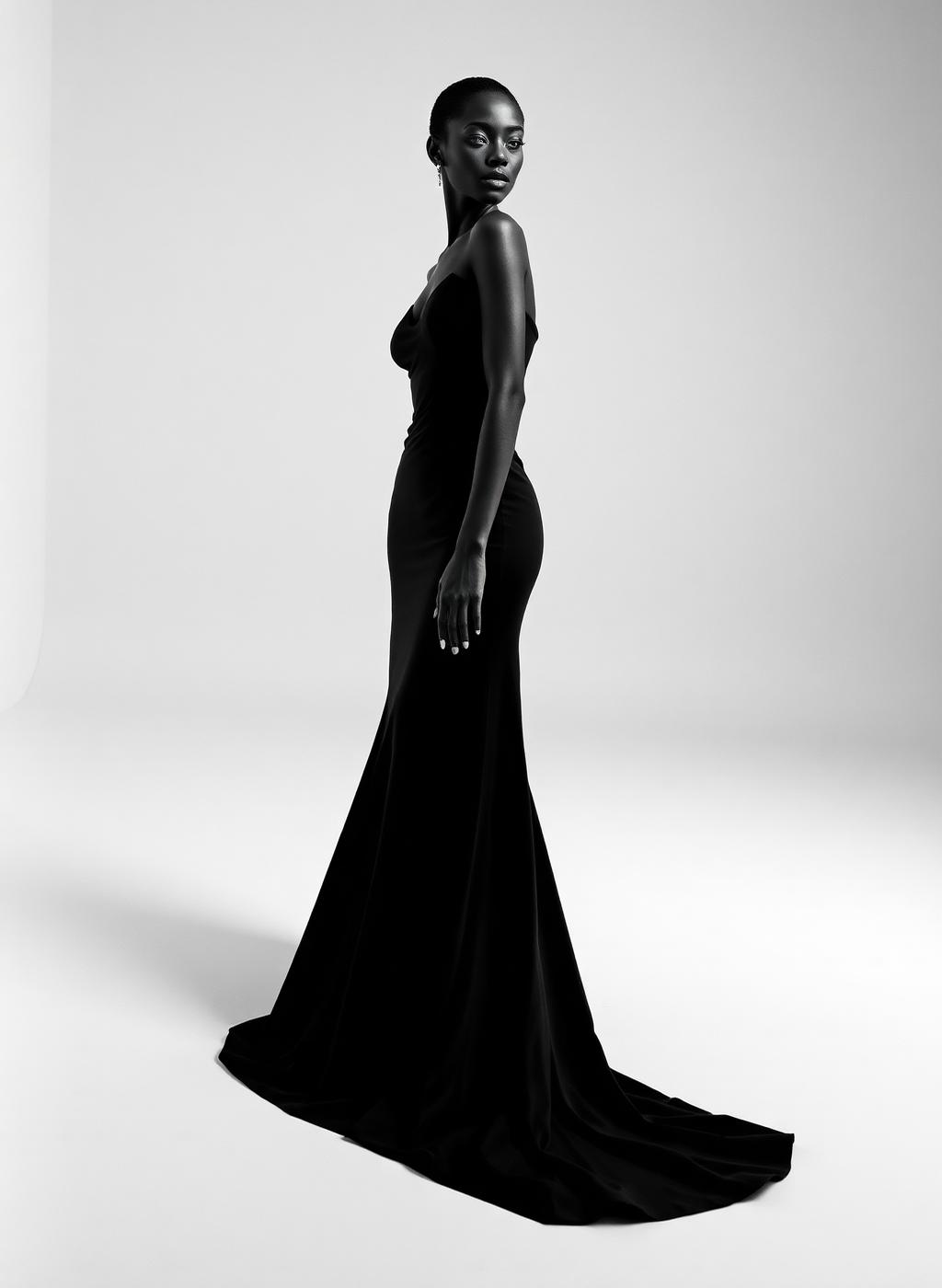 Floor-length black evening gown